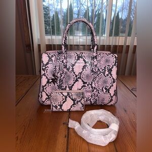 Michael Kors Laila Medium Snake Embossed Leather Satchel & Zip Around Wallet